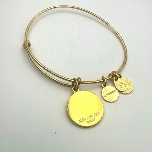 Alex + Ani JOY TO THE WORLD Gold Green Bracelet Bangle Charm Casual - Picture 3 of 6